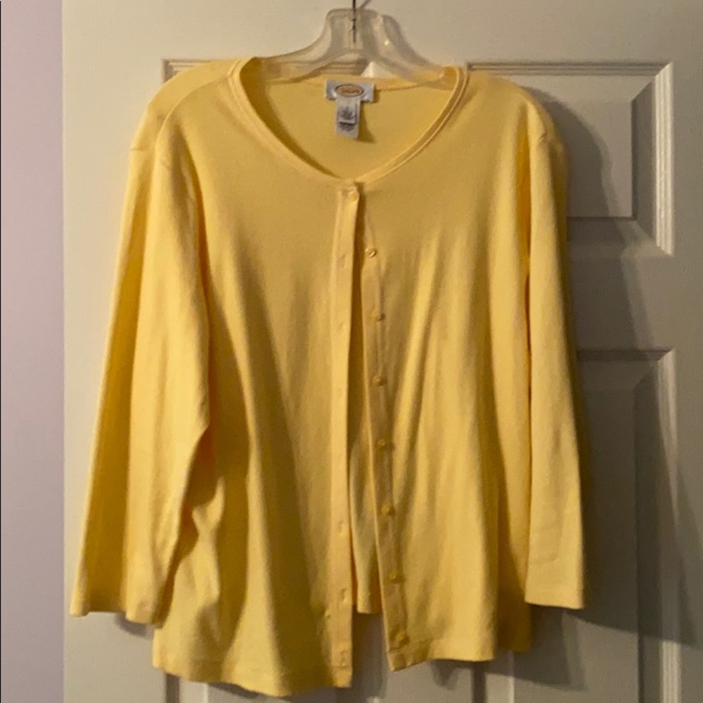 Cardigan—light-weight, cotton, button-down.